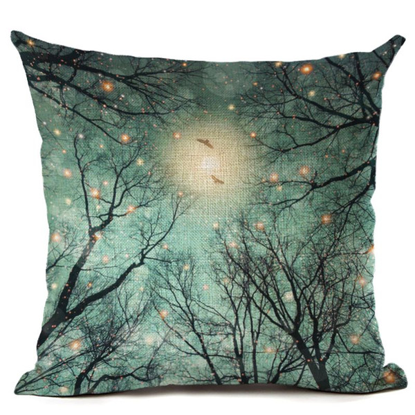 beautiful night scenic cushion cover bird tree branch throw pillow case for sofa chair modern home office almofada moon cojines