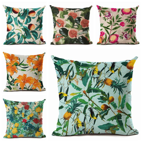 modern country cushion cover bright colors fruit throw pillow case abacaxi decoration plant flower capa almofada chic cojines