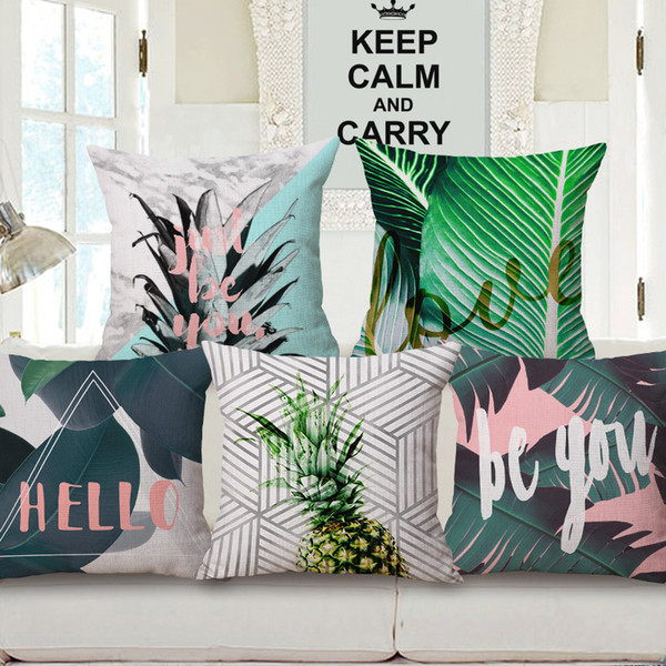 nordic pineapple cushion cover plant leaves chaise sofa throw pillow case 45cm cactus almofada quotes cojines decorativos