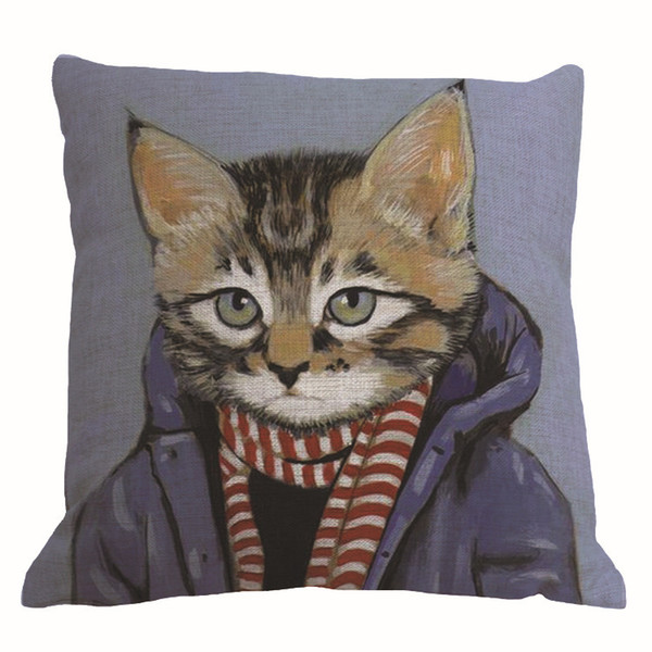 10 designs animal cat in human clothes cushion cover creative cojines modern almofadas 45cm sofa throw pillow case home decor