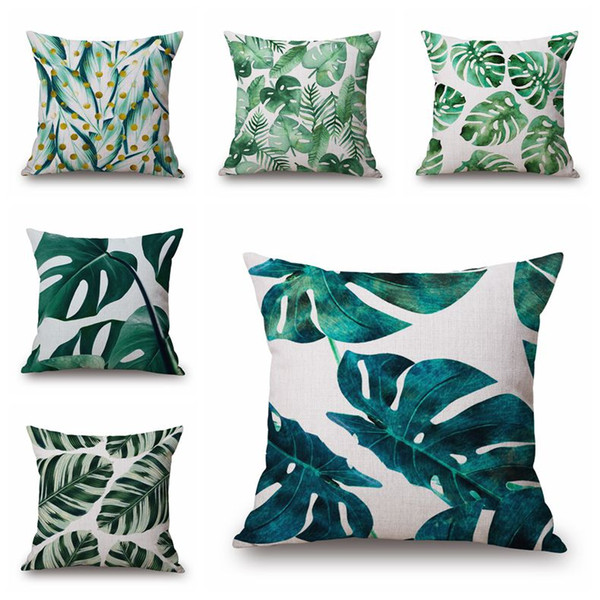 cotton plants cushion cover decorative green leaf throw pillow case modern foliage almofada tropical pineapple ananas decor