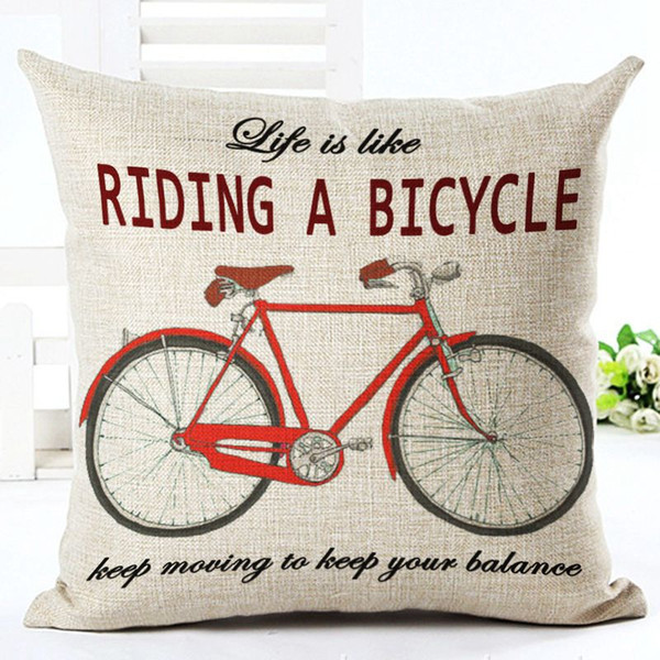 vintage cojines decorativos bike cushion cover bicycle sofa chair throw pillow case 45cm linen fabric almofada creative decor