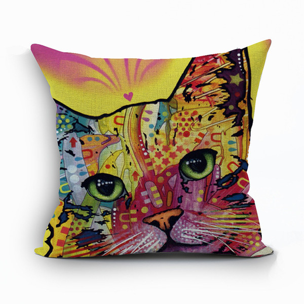 color mixed cat cushion cover creative pet kittens almofada fashion home decor modern sofa chair bed cojines