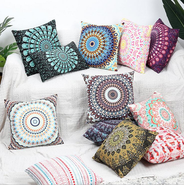 boho bohemian sofa chaise throw pillow case short plush cushion cover mandala cojines decorativos 45cm ethnic almofada