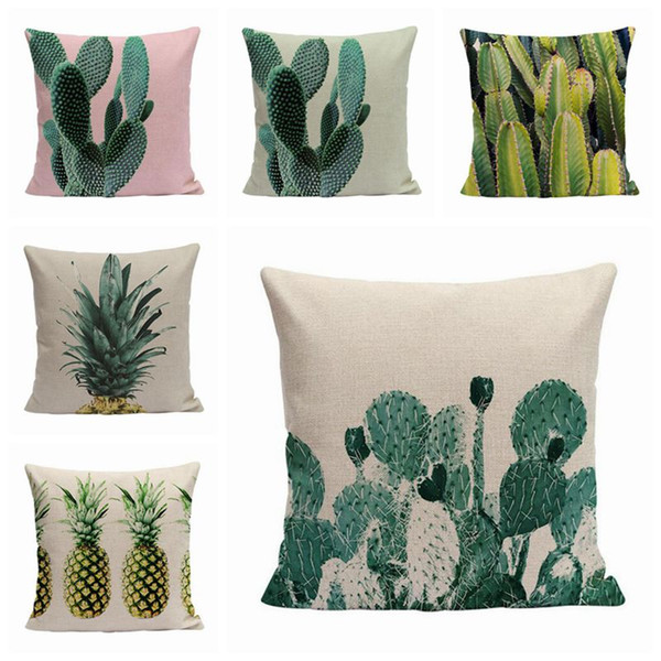 plant cactus cushion cover pineapple decor sofa couch throw pillow case modern ananas decoration fruit leaf almofada