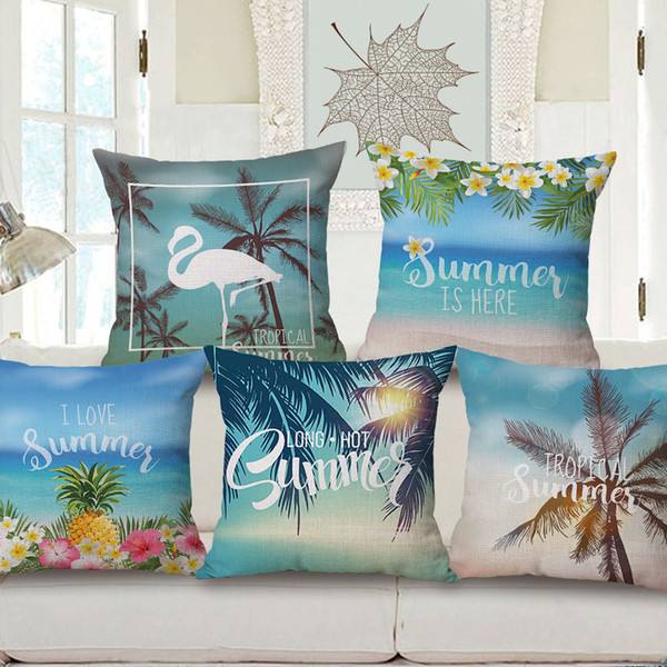 tropical jungle cushion cover summer beach fundas palm throw pillow case flower ananas decoration almofada modern home decor