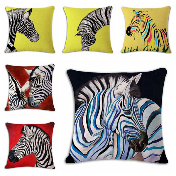 colored zebra cushion cover modern creative almofada sofa chair couch throw pillow case 45cm animal cojines home decor