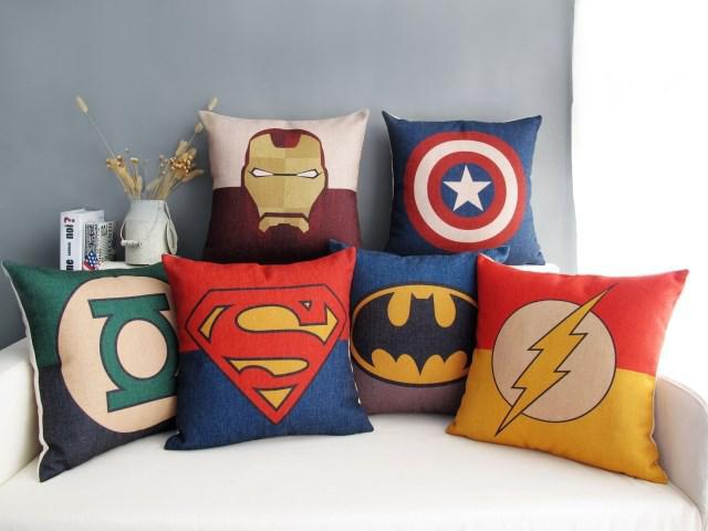 Super Hero Captain America Superman Iron Man Batman Green Lantern The Flash Cushion Cover Pillow Case Linen Cotton Cushions Pillows Covers