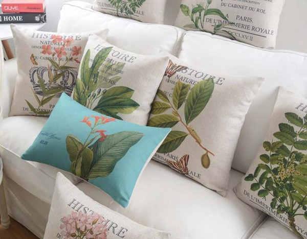 History Of Botanical Science Pillows Cushions Covers Pastoral Style Plant Flower Crown Cushion Cover Sofa Throws Linen Cotton Pillow Case