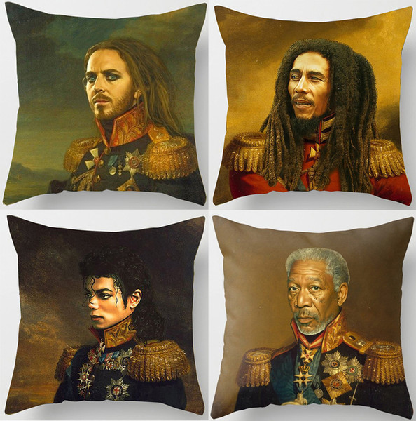 Tim Minchin Bob Marley Cushion Covers European Vintage Style Paintings Michael Jackson Donald Trump Cushion Cover Linen Cotton Pillow Case