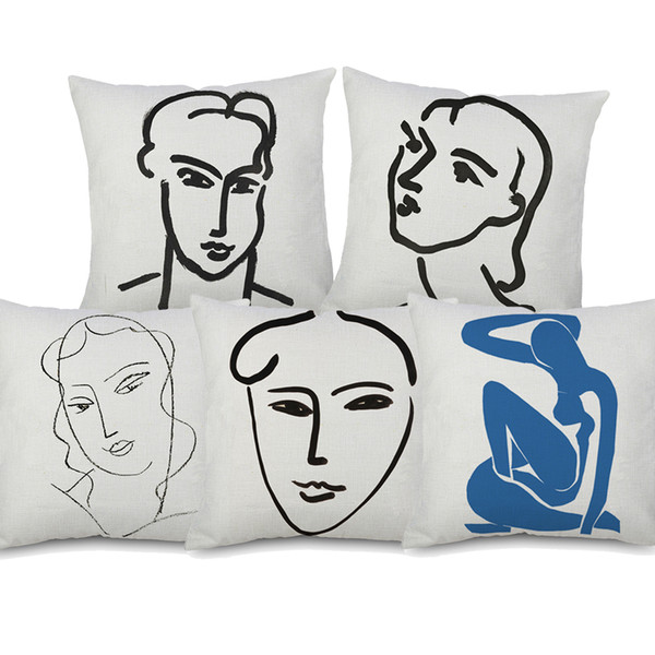 Henri Matisse Portrait Paintings Cushion Covers European Modern Home Decorative Cushion Cover Linen Cotton Pillow Case For Sofa Couch