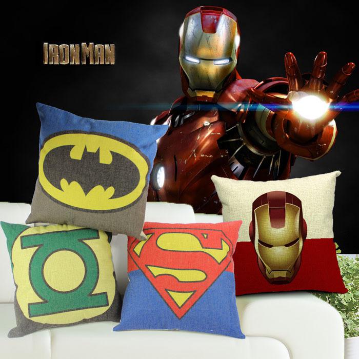 Super Hero Captain America Superman Batman Iron Man The Flash Cushions Pillows Covers Linen Cotton Pillow Case Cushion Cover Present