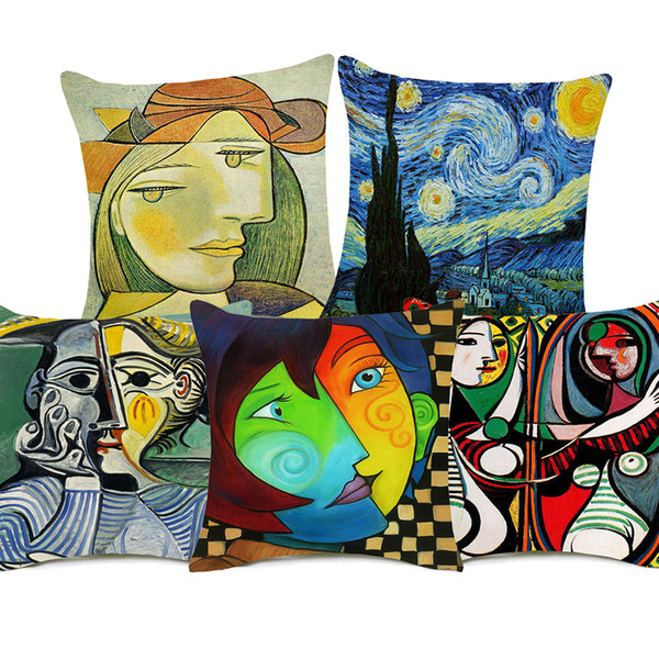 Pablo Picasso Famous Portrait Paintings Cushion Covers Nordic Retro Home Decorative Cushion Cover Linen Cotton Pillow Case