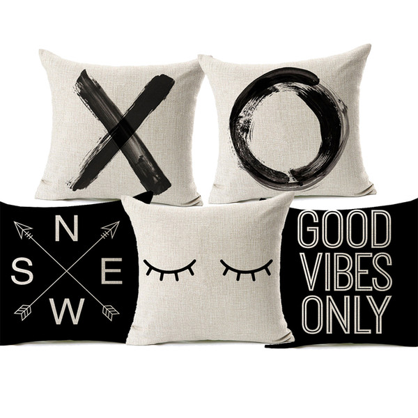 Stay Wild Boys Rule GOOD VIBES ONLY Cushion Covers Modern Minimalism Bedroom Decorative Cushion Cover Linen Cotton Pillow Case