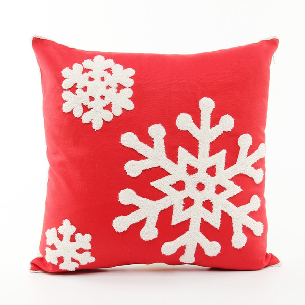 Merry Christmas Snowflakes Embroidered Cushion Cover Embroidery Holiday Cushion Covers Sofa Throw Decorative Cotton Pillow Case Present