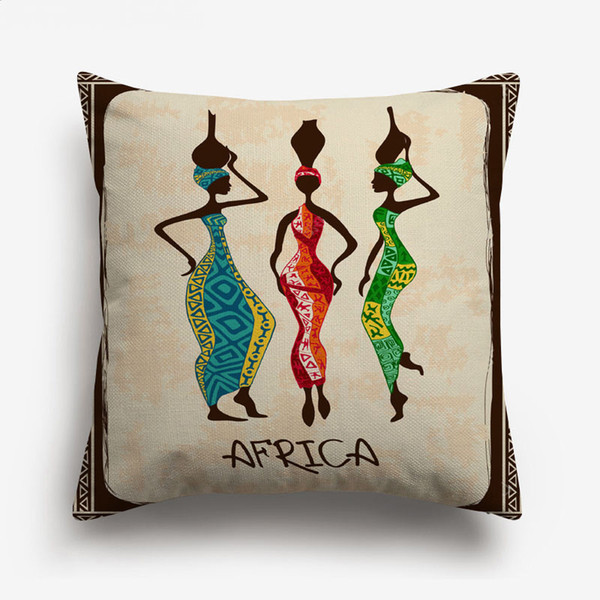 Oil Painting African Women Dance Cushion Covers Vintage Retro Style Africa Life Culture Art Cushion Cover Sofa Linen Cotton Pillow Case