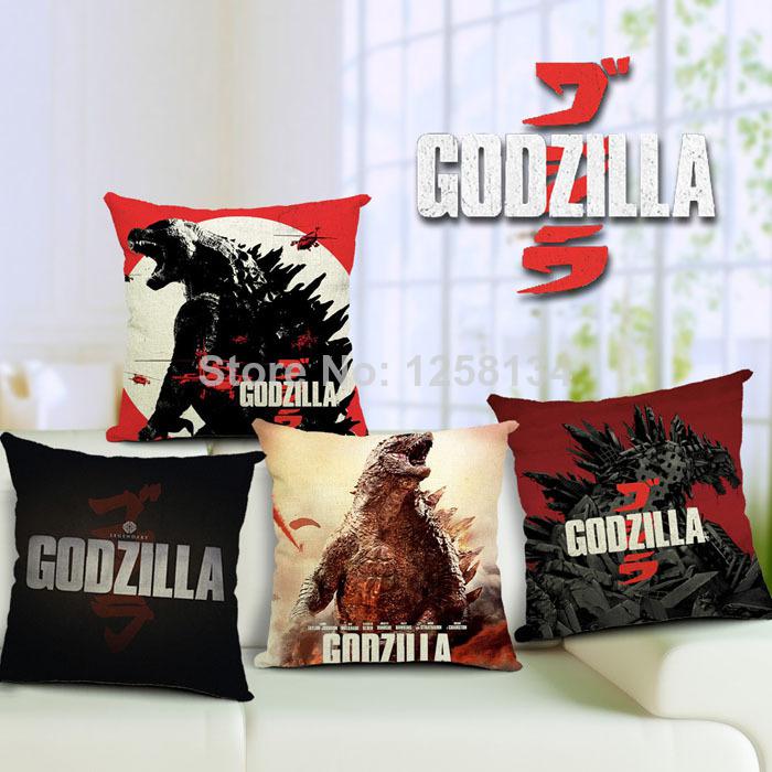 Monster Godzilla Cushion Covers Cartoon Home Decorative Cushion Cover Linen Cotton Pillow Case For Sofa Couch Seat Chair