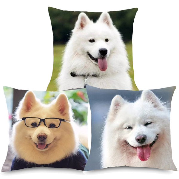 4 Styles Husky Dogs Cushion Covers Cute Lovely Pet Husky Dog Decorative Cushion Cover Soft Pillow Case For Office Sofa Couch Seat