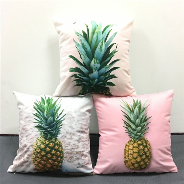 3 Styles Pastoral Pineapple Ananas Comosus Cushion Covers Tropical Summer Time Cushion Cover Sofa Throws Decorative Soft Pillow Case