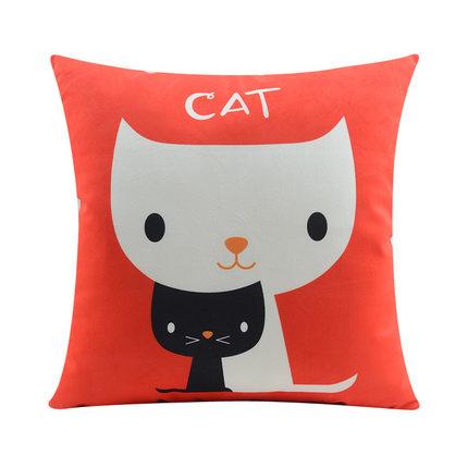 Cartoon Black And White Cat Cushion Cover Lovely Animal Cats Decorative Sofa Seat Throw Velvet Pillowcase Pillow Covers Present