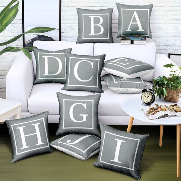 26 English Letters Baby Name Initial Cushion Covers HOME LOVE KING Decorative Cushion Cover Decorative Sofa Throw Polyester Pillow Case