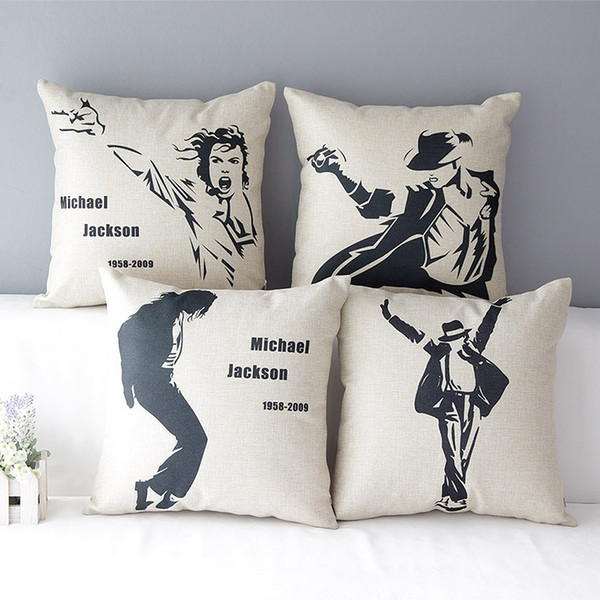 Michael Jackson Portrait Cushion Covers Retro Vintage Home Decorative Cushion Cover Decorative Linen Cotton Pillow Case For Sofa Couch Seat