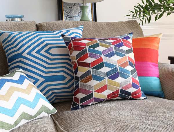 Nordic Abstract Geometry Stripe Zig Zag Plaid Lattice Cushion Cover Pillow Case Decorative Linen Cotton Sofa Seat Cushions Pillows Covers