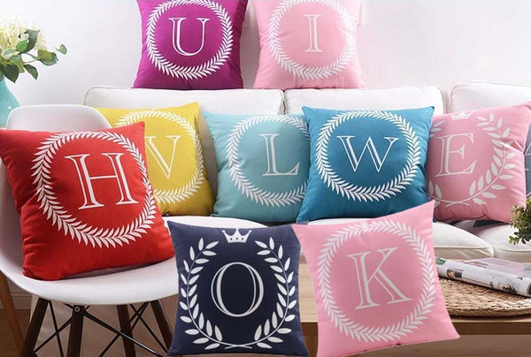 26 English Letters Cushion Covers Color Home Love Baby Names Initials Alphabet Pillow Cover Sofa Throws Velvet Cushions Pillows Case Present