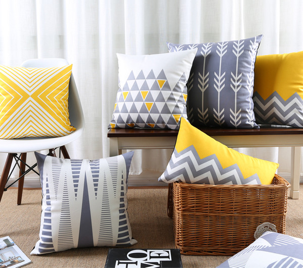 Triangles Chevron Stripe Arrows Art Cushion Covers Nordic Modern Abstract Geometric Cushion Cover Sofa Chair Velvet Pillow Case