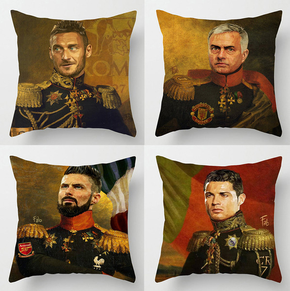 Kobe Bryant Jose Mourinho Cushion Covers Retro Basketball Football Player Cristiano Ronaldo Art Cushion Cover Linen Cotton Pillow Case