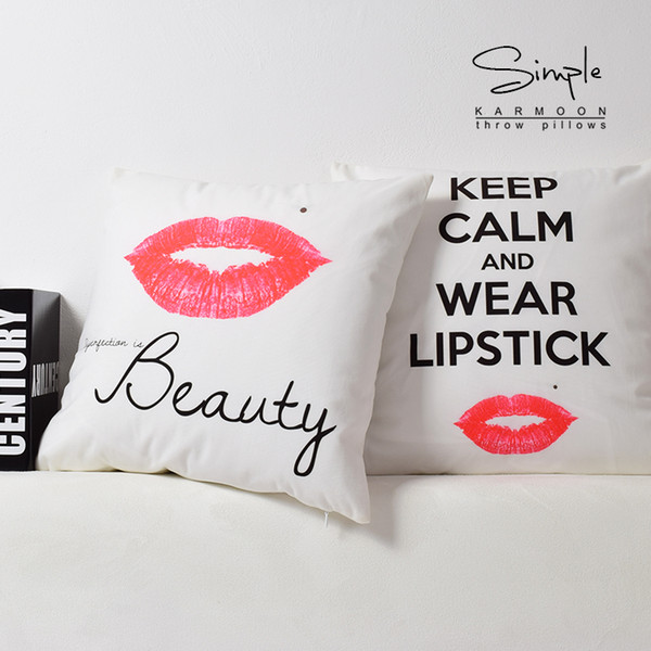 Beauty Red Lips Wear Lipstick Art Cushion Covers Modern Home Decorative Sofa Throw Cushion Cover Soft Pillow Case For Bedroom