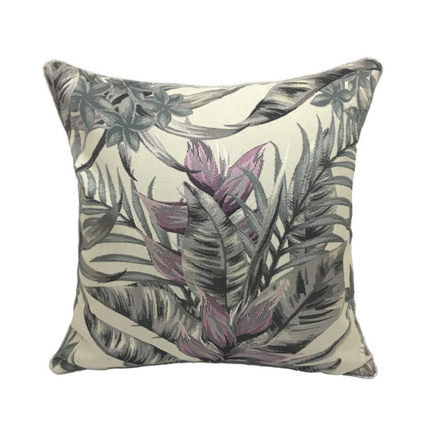 Free Shipping Tropical Leaf Plant Decorative Jacquard Throw Cushion Cover Interior Sofa Chair Pillow Case 45x 45cm Sell by piece