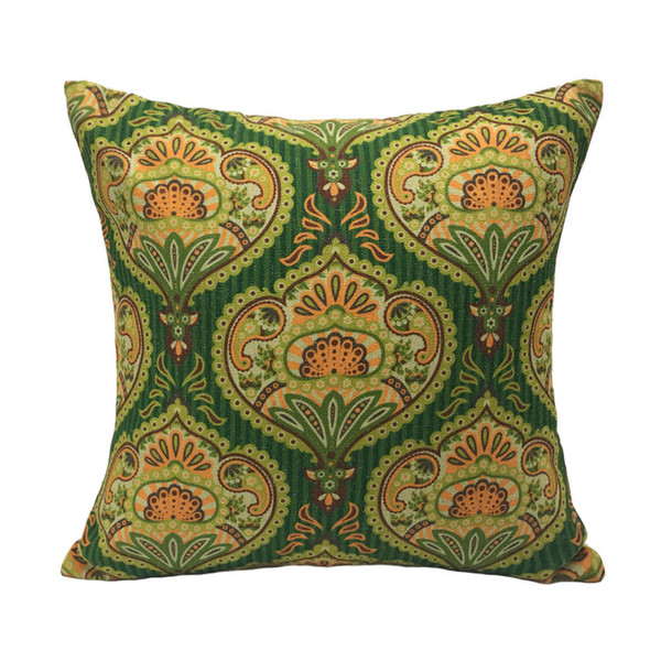 Vintage Damask Green Digital Print Decorative Throw Pillow Case Polyester Sofa Chair Home Designer Interior Cushion Cover Gift 45x45cm