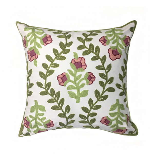 Modern Geometric Embroidery Green Leaves Pillow Case Gift Home Sofa Cushion Cover Canvas Decorative 45x45cm Sell by Piece Drop Shipping