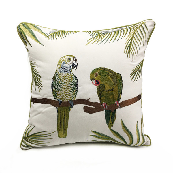 Deluxe Embroidery Parrots Plant Designer Pillow Cover Sofa Cushion Cover Canvas
8000
 Home Bedding Decorative Pillowcase 18x18