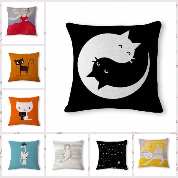 Lovely Originality Cartoon Cat Pattern Cotton Flax Pillow Back Cushion Cushion Can Customized