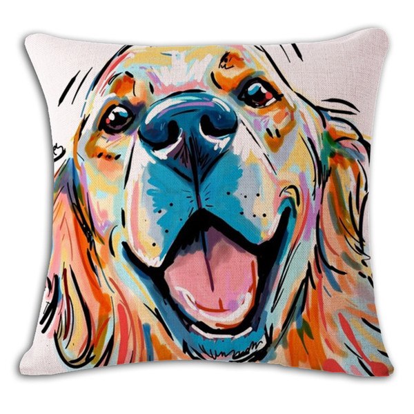 Lovely Dog Inbetweening Hand Cotton Flax Pillow Back Cushion