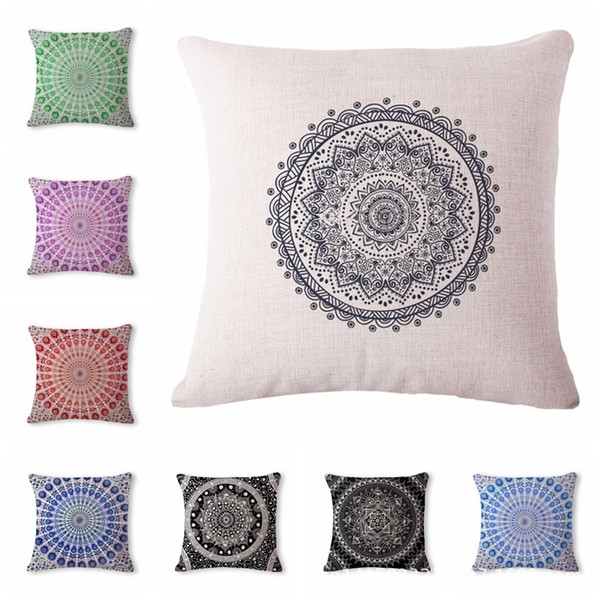 Beautiful , Nation Circle Pattern Cotton Flax Pillow Back Cushion