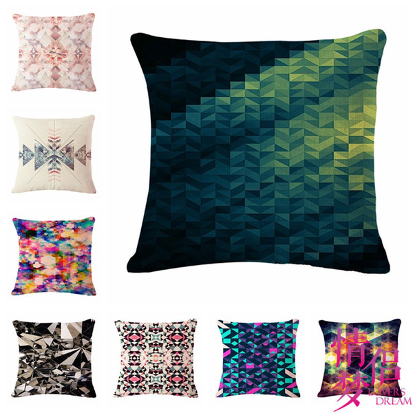 Geometry Colour Gorgeous Cotton Flax Pillow Back Cushion