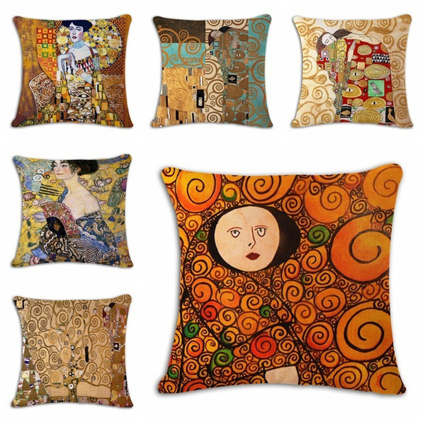 Arts Painting Inbetweening Hand Cotton Flax Pillow Back Cushion