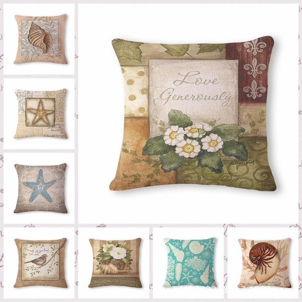 Beautiful Ocean Scenery Pattern Cotton Flax Pillow Back Cushion Cushion Can Customized