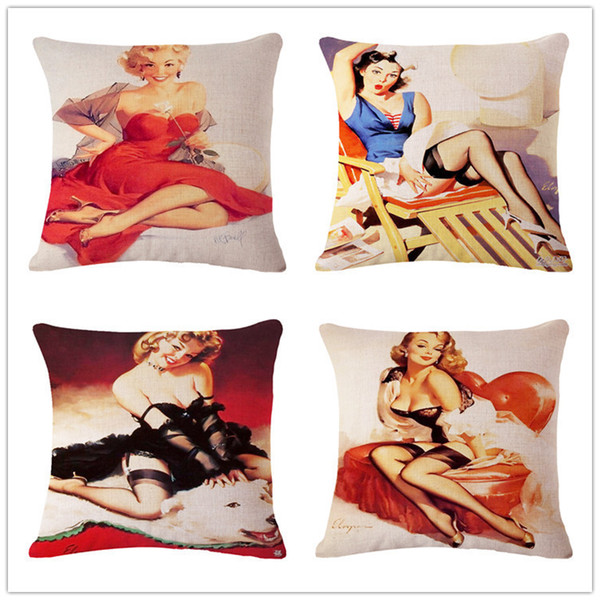 Monroe Oil Painting Cotton Flax Pillow Back Cushion Cushion Foreign Trade Ebay Amazon Heat Sell