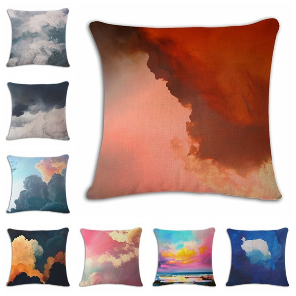 Flaky Clouds Cartoon Hand Cotton Flax Pillow Back Cushion