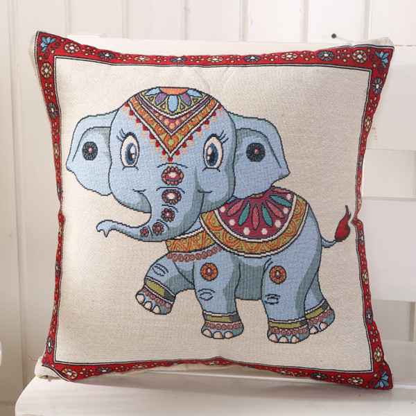 Elephant Series Pattern Printed 45*45cm Cotton Linen Pillowcase Decorative Cushion Pillows Use For Home Sofa Car Office 1707003