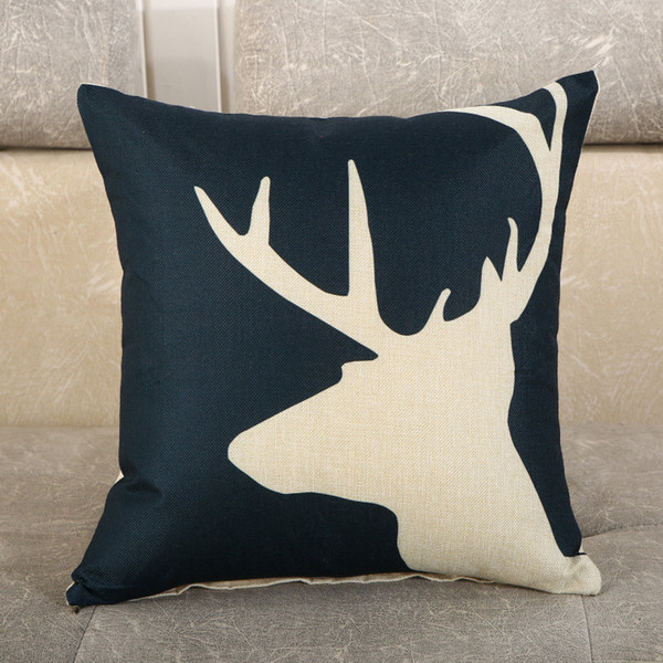 Elk Series Pattern Printed 45*45cm Cotton Linen Pillowcase Decorative Cushion Pillows Use For Home Sofa Car Office 1707002