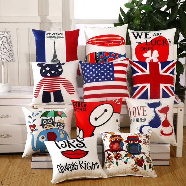 Flannelette Series Pattern Printed 38*38cm Cotton Flannelette Pillowcase Decorative Cushion Pillows Use For Home Sofa Car Office 1707005