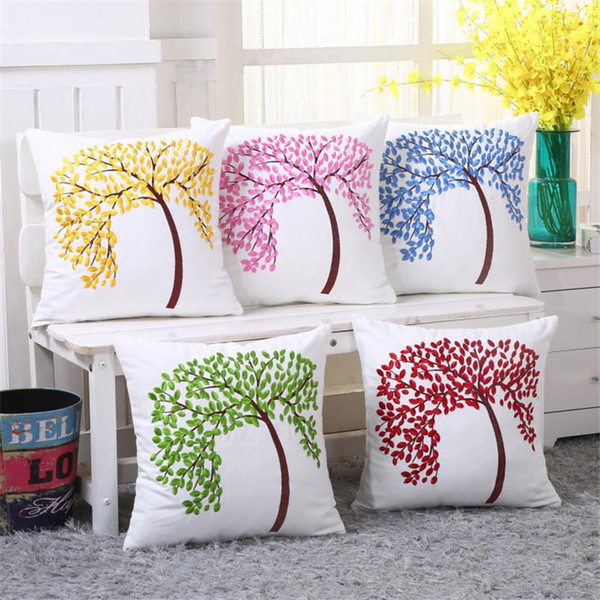 BZ136 Luxury Cushion Cover Pillow Case Home Textiles supplies Lumbar Pillow Fat Tree Embroidery pillows chair seat