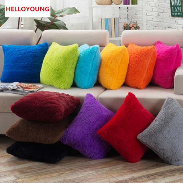 BZ024 Luxury Cushion Cover Pillow Case Home Textiles supplies Lumbar Pillow Plush solid color pillows Case chair seat