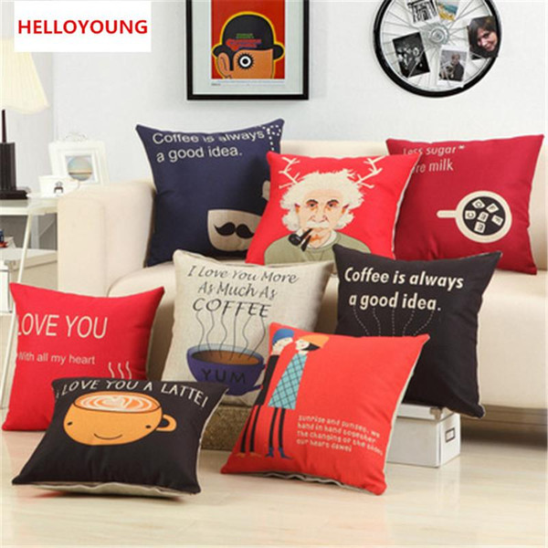 BZ056 Luxury Cushion Cover Pillow Case Home Textiles supplies Lumbar Pillow Inspired coffee, Einstein, chair seat