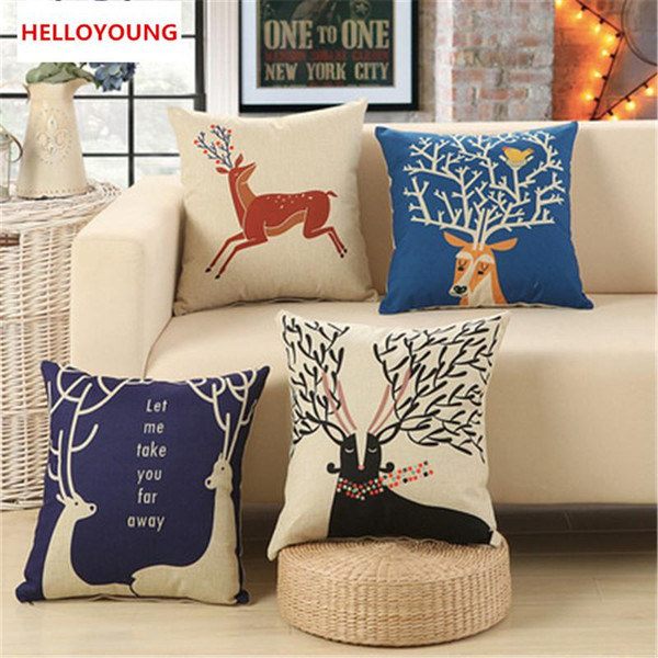 BZ048 Luxury Cushion Cover Pillow Case Home Textiles supplies Lumbar Pillow Deer theme decorative throw pillows chair seat